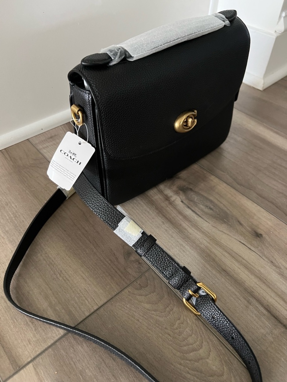 Coach Cassie Black Leather Crossbody Bag with Gold Hardware - Picture 2 of 2